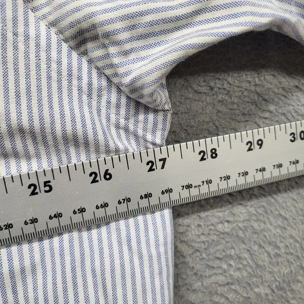 Ralph Lauren Men Button Up Shirt XL Blue Striped Blake Seersucker Short Sleeve